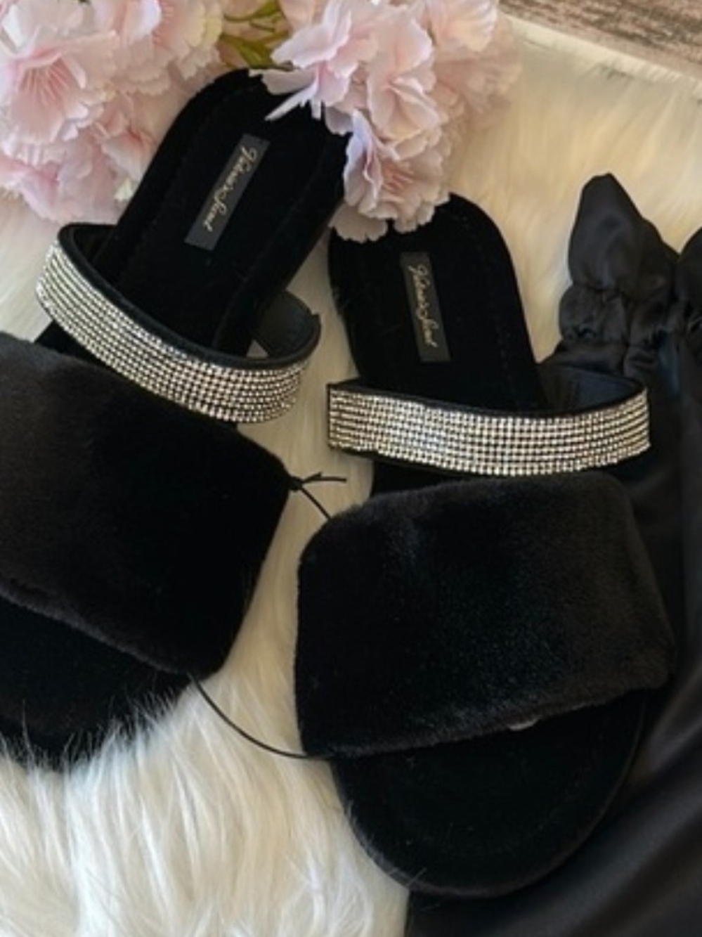 Victoria’s Secret Black Bling Velvet Sandals